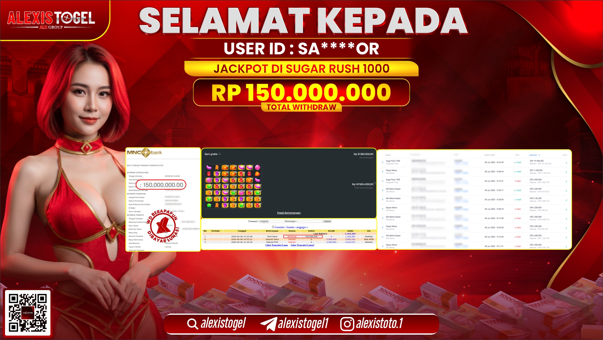 ALEXISTOGEL JACKPOT DI SUGAR RUSH 1000 RP.150.000.000,- LUNAS