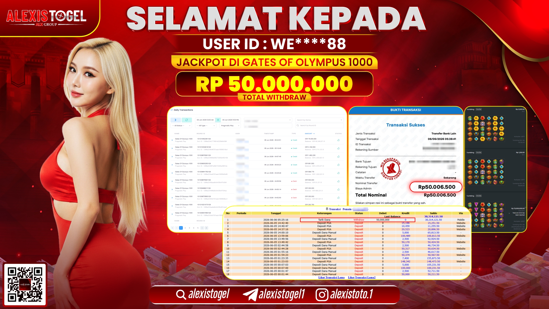 ALEXISTOGEL JACKPOT DI GATES OF OLYMPUS 1000 RP.50.000.000,- LUNAS