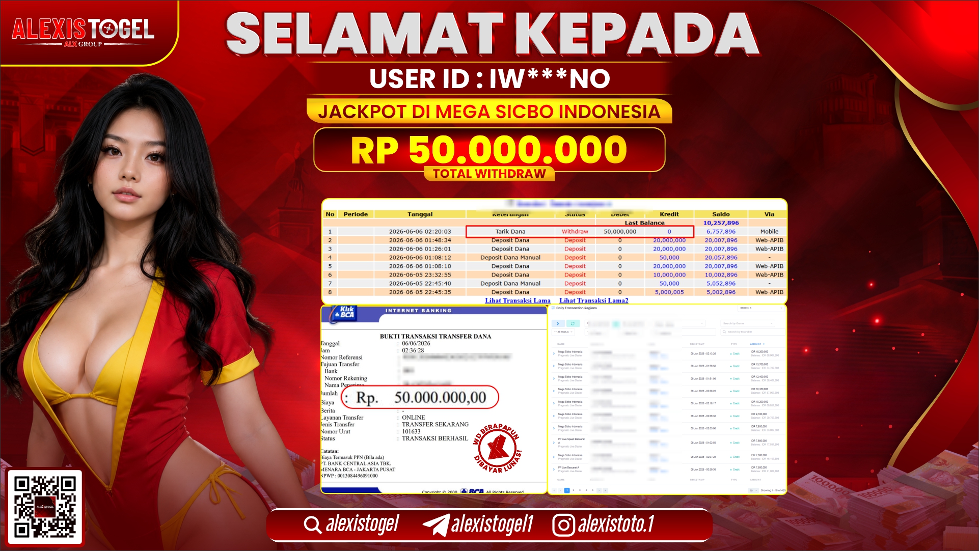 ALEXISTOGEL JACKPOT DI MEGA SICBO INDONESIA RP.50.000.000,- LUNAS