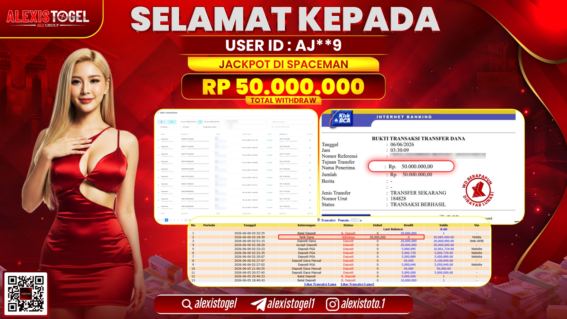 ALEXISTOGEL JACKPOT DI SPACEMAN RP.50.000.000,- LUNAS