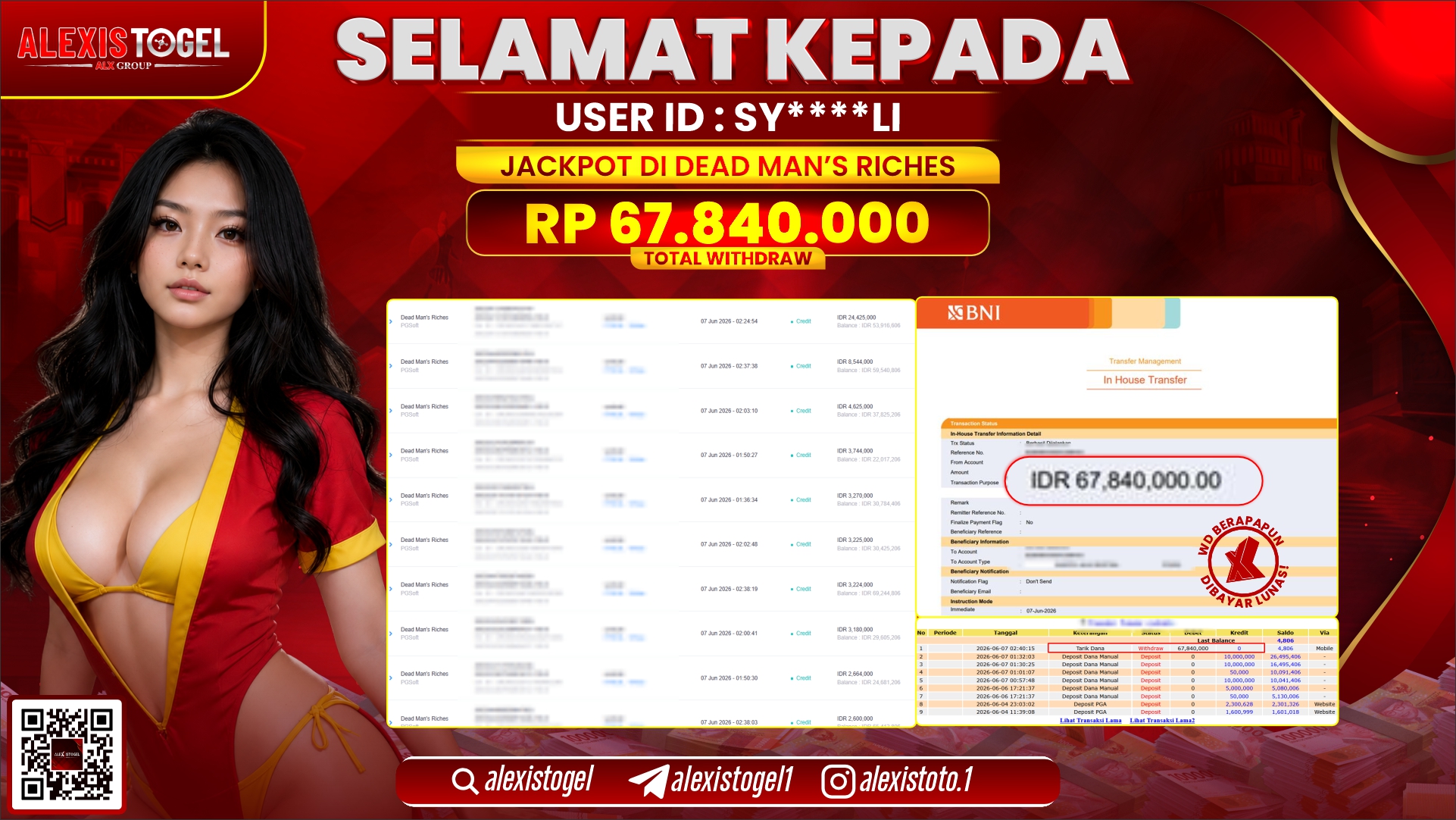 ALEXISTOGEL JACKPOT DI DEAD MAN'S RICHES RP.67.840.000,- LUNAS