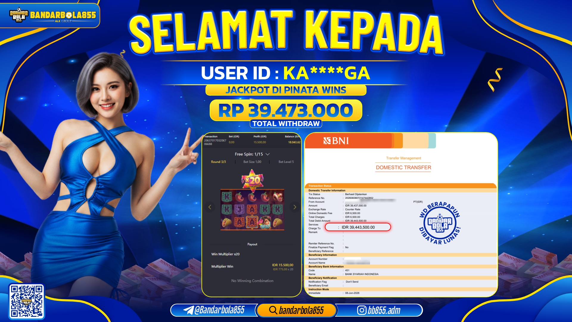 JACKPOT BANDARBOLA855 DI PINATA WINS Rp39.473.000, - LUNAS🎖
