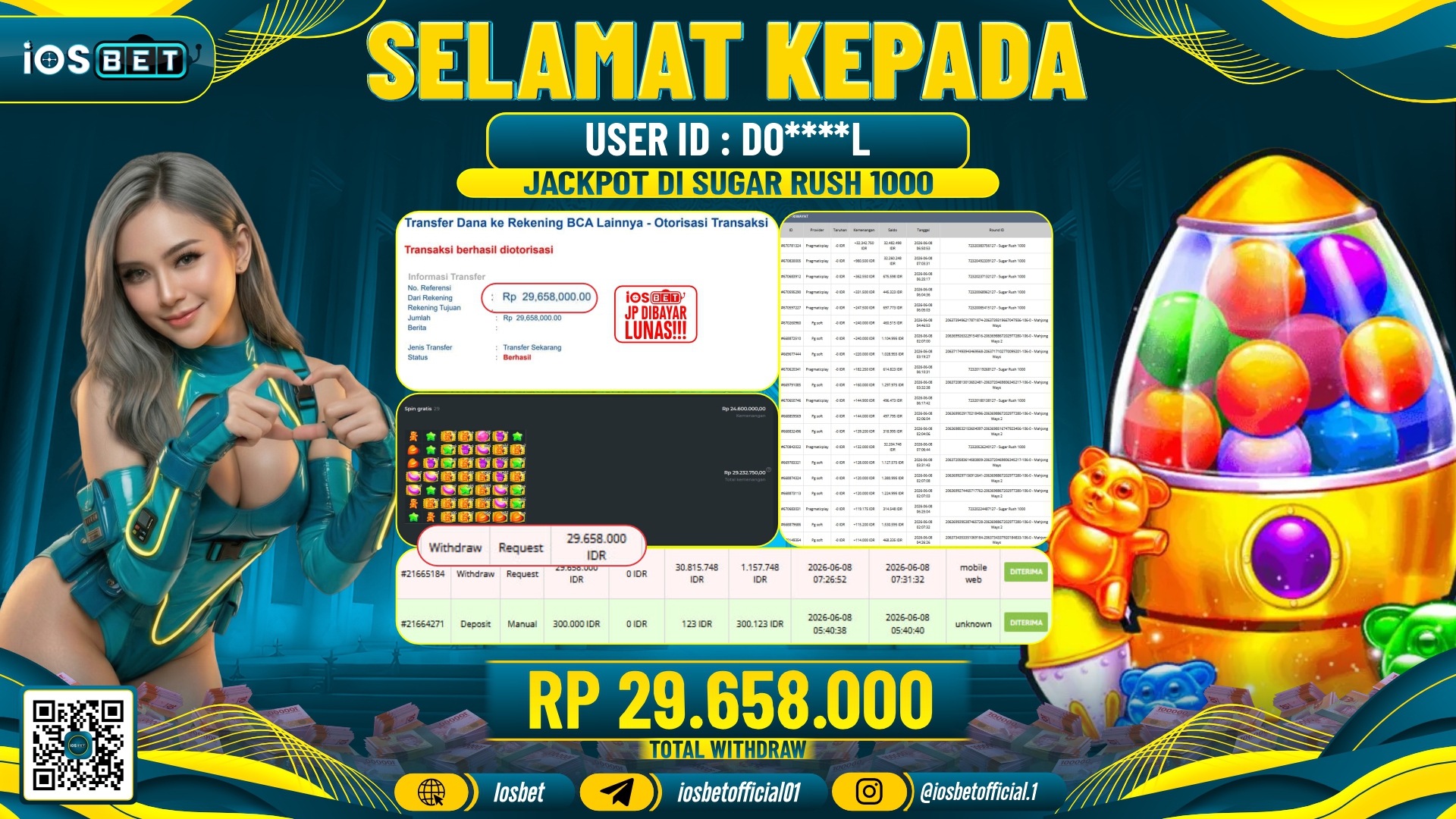 Bukti Pembayaran LUNAS SLOT GAME GACOR Rp.29.658.000,-