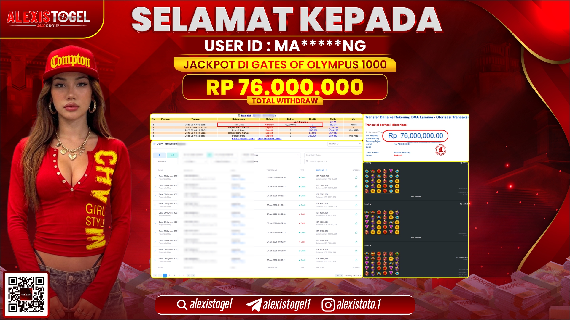 ALEXISTOGEL JACKPOT DI GATES OF OLYMPUS 1000 RP.76.000.000,- LUNAS