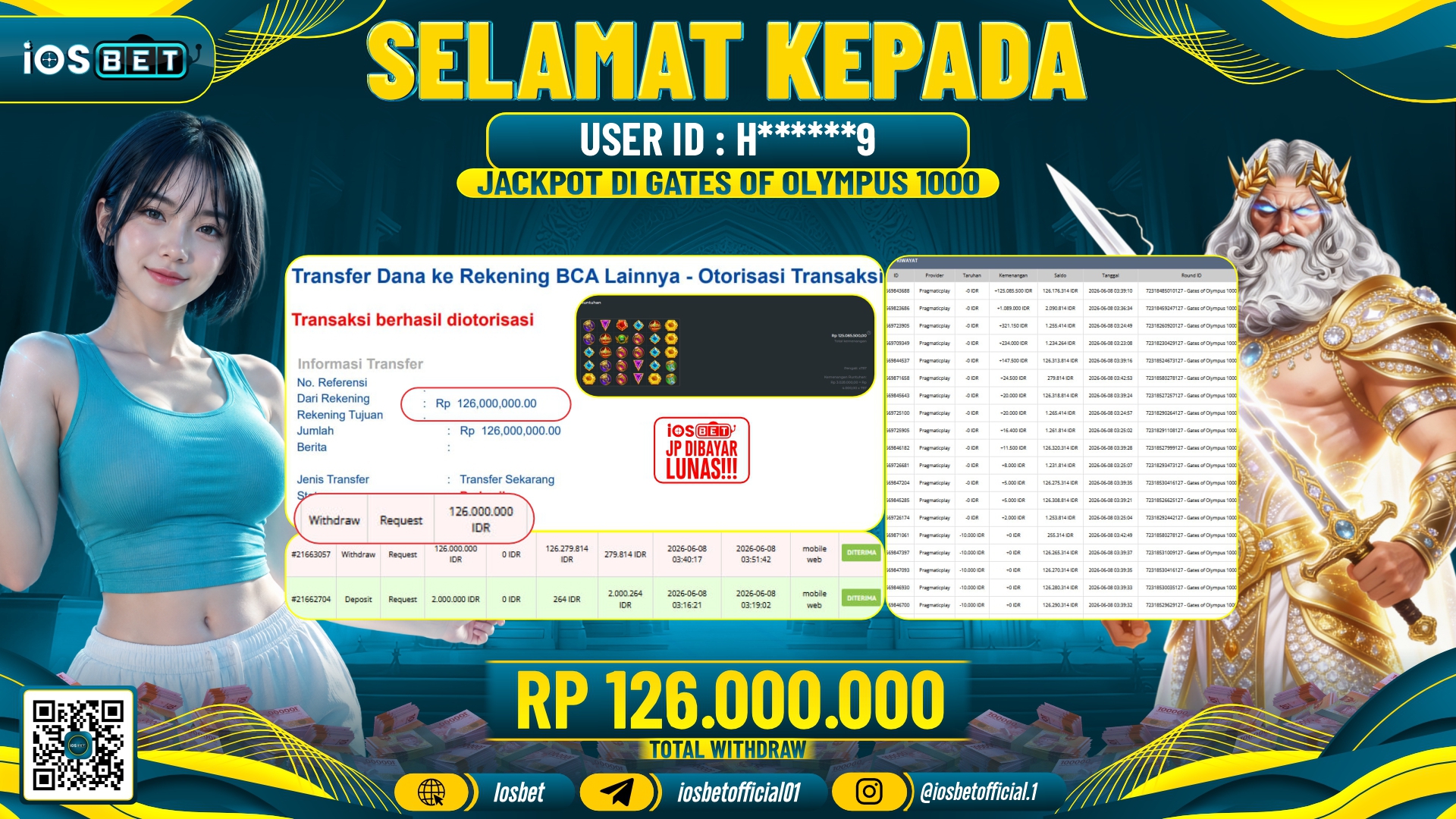 Bukti Pembayaran LUNAS SLOT GAME GACOR Rp.126.000.000,-