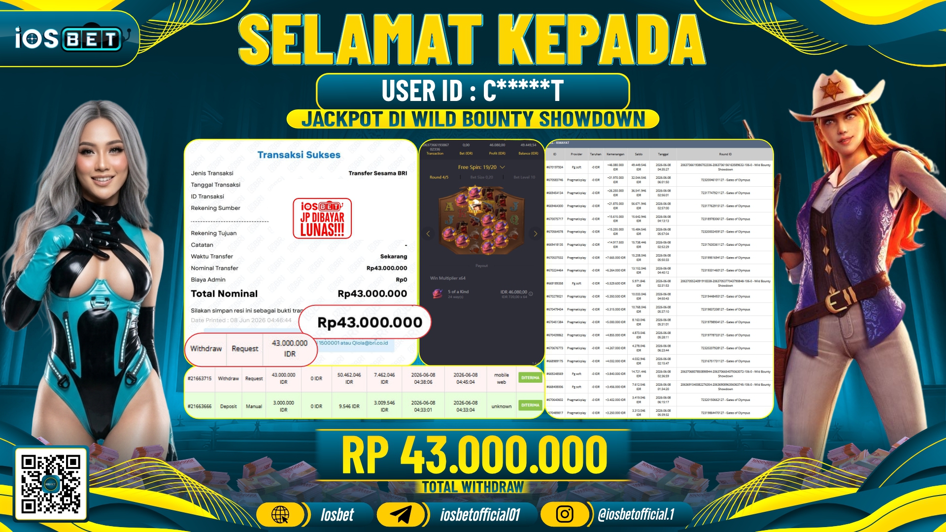 Bukti Pembayaran LUNAS SLOT GAME GACOR Rp.43.000.000,-
