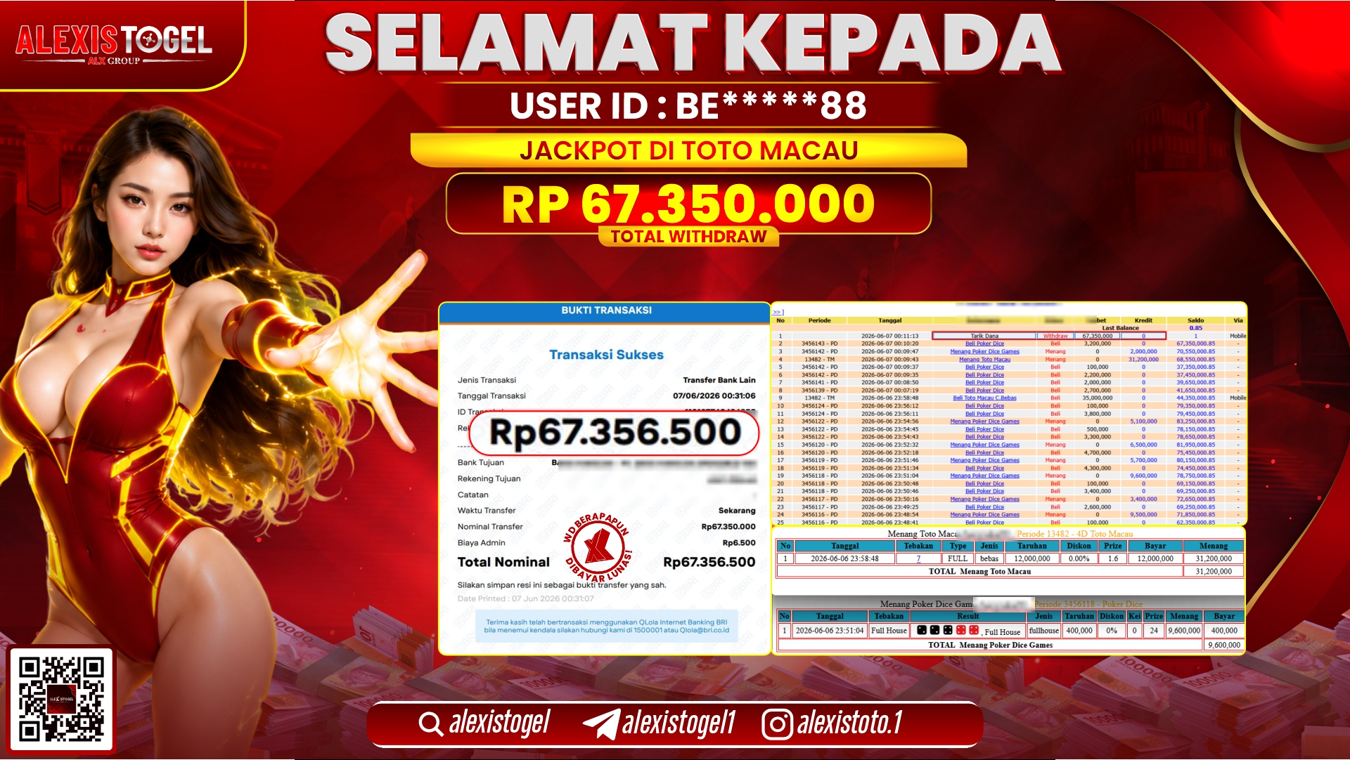 ALEXISTOGEL JACKPOT DI TOTOMACAU RP.67.350.000,- LUNAS