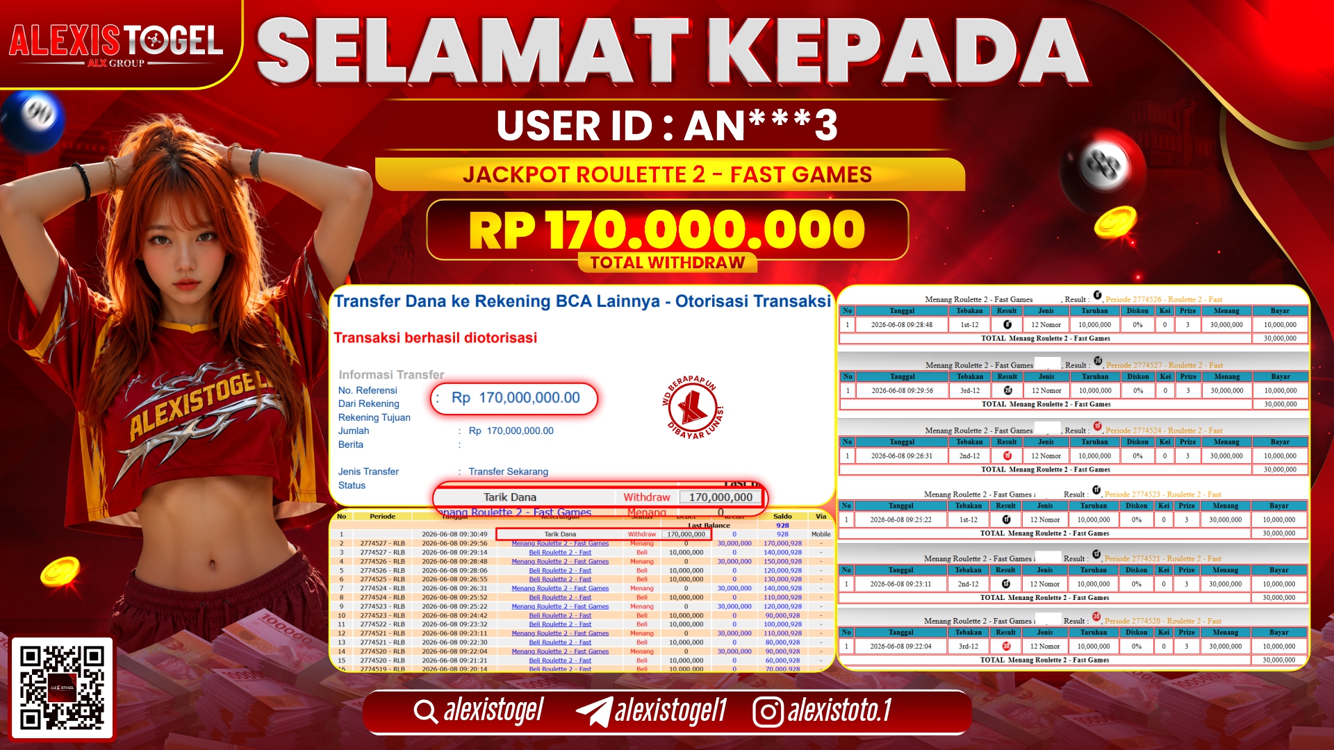 ALEXISTOGEL JACKPOT DI ROULETTE2 - FAST GAMES RP.170.000.000,- LUNAS