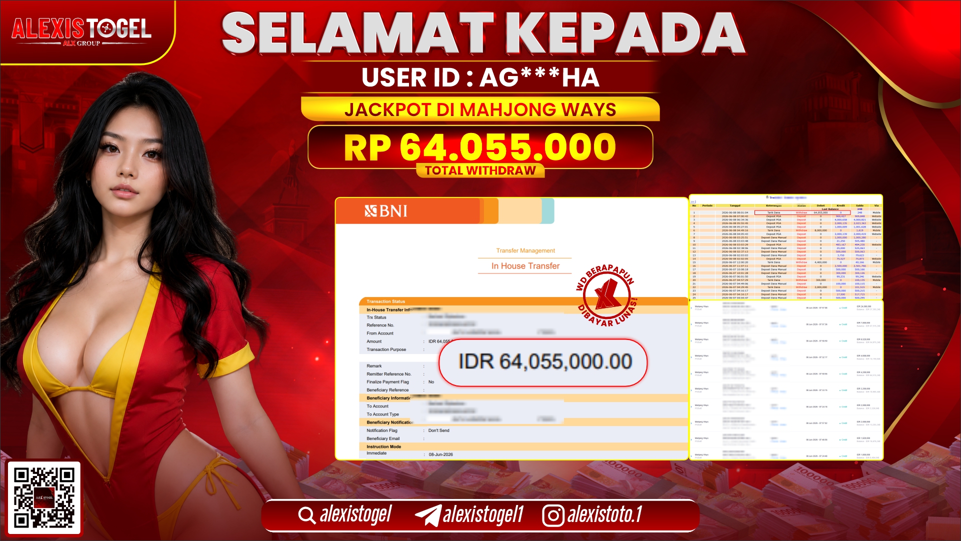 ALEXISTOGEL JACKPOT DI MAHJONG WAYS RP.64.055.000,- LUNAS