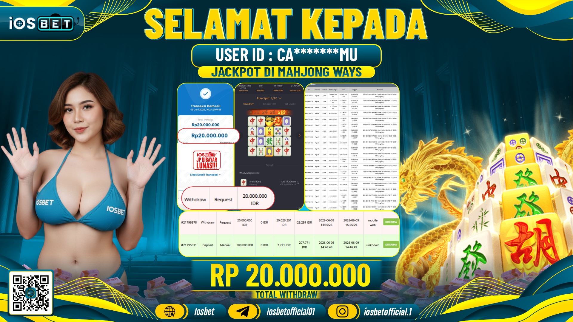 Bukti Pembayaran LUNAS SLOT GAME GACOR Rp.20.000.000,-