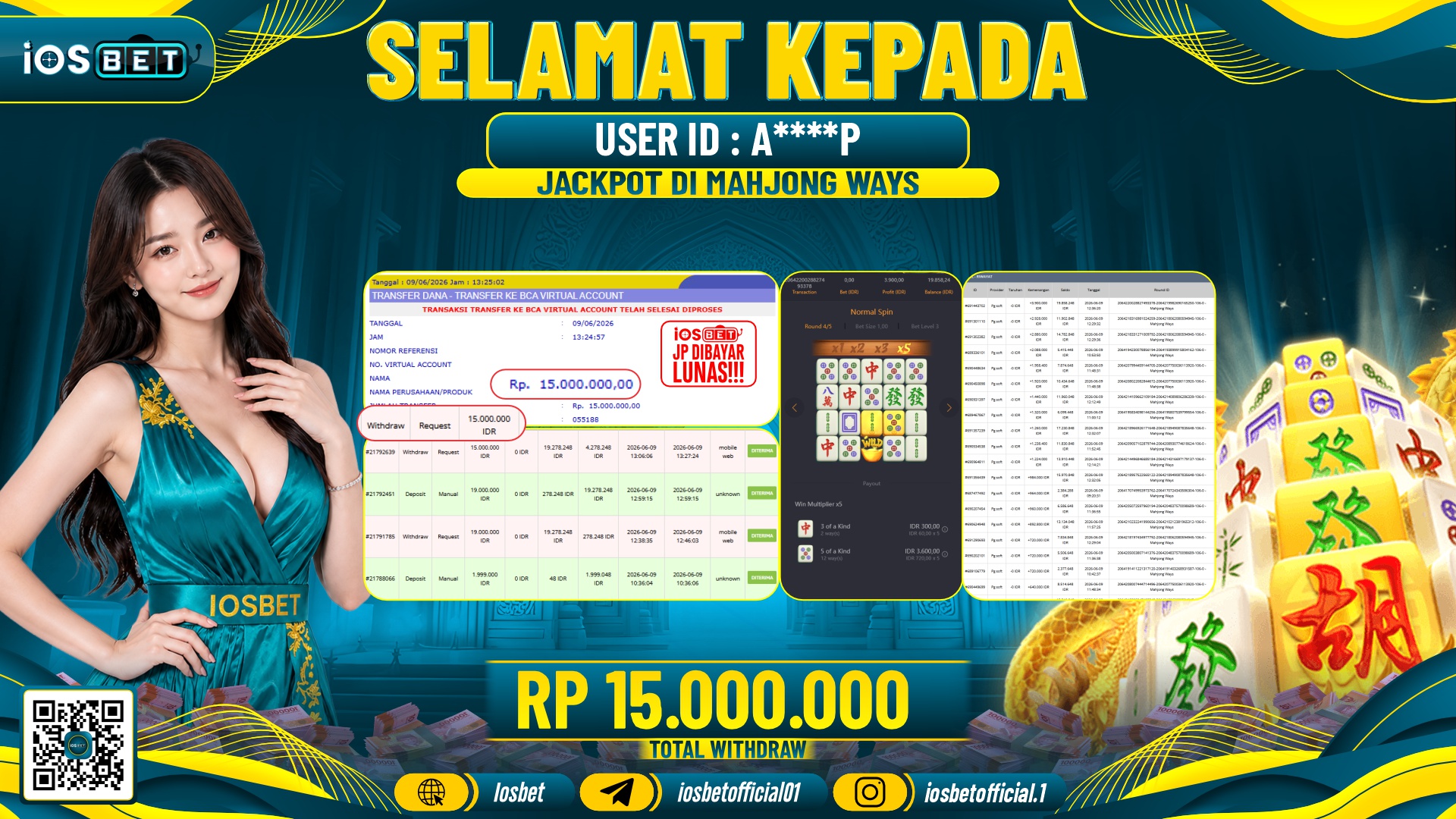 Bukti Pembayaran LUNAS SLOT GAME GACOR Rp.15.000.000,-