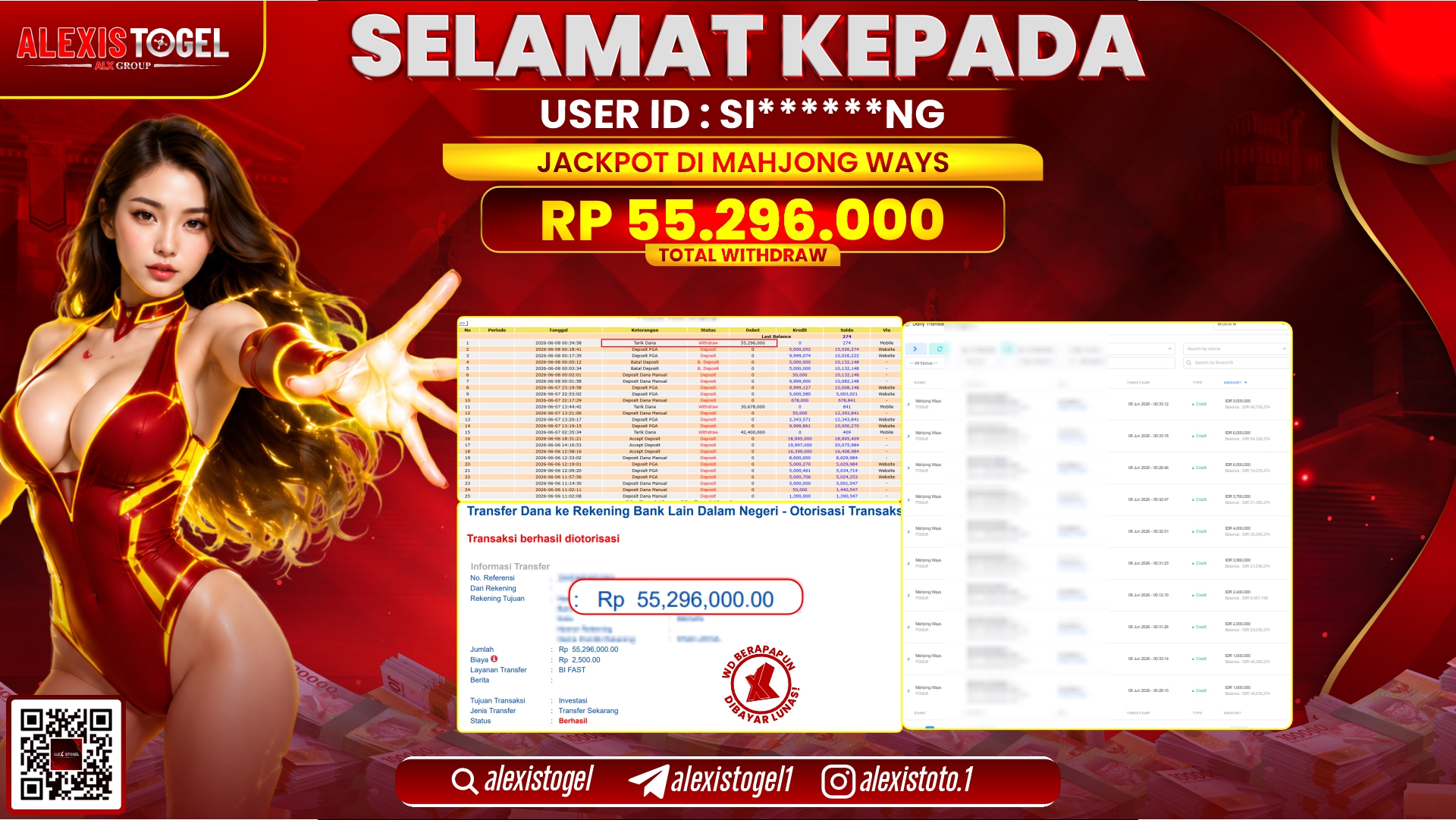 ALEXISTOGEL JACKPOT DI MAHJONG WAYS RP.55.296.000,- LUNAS