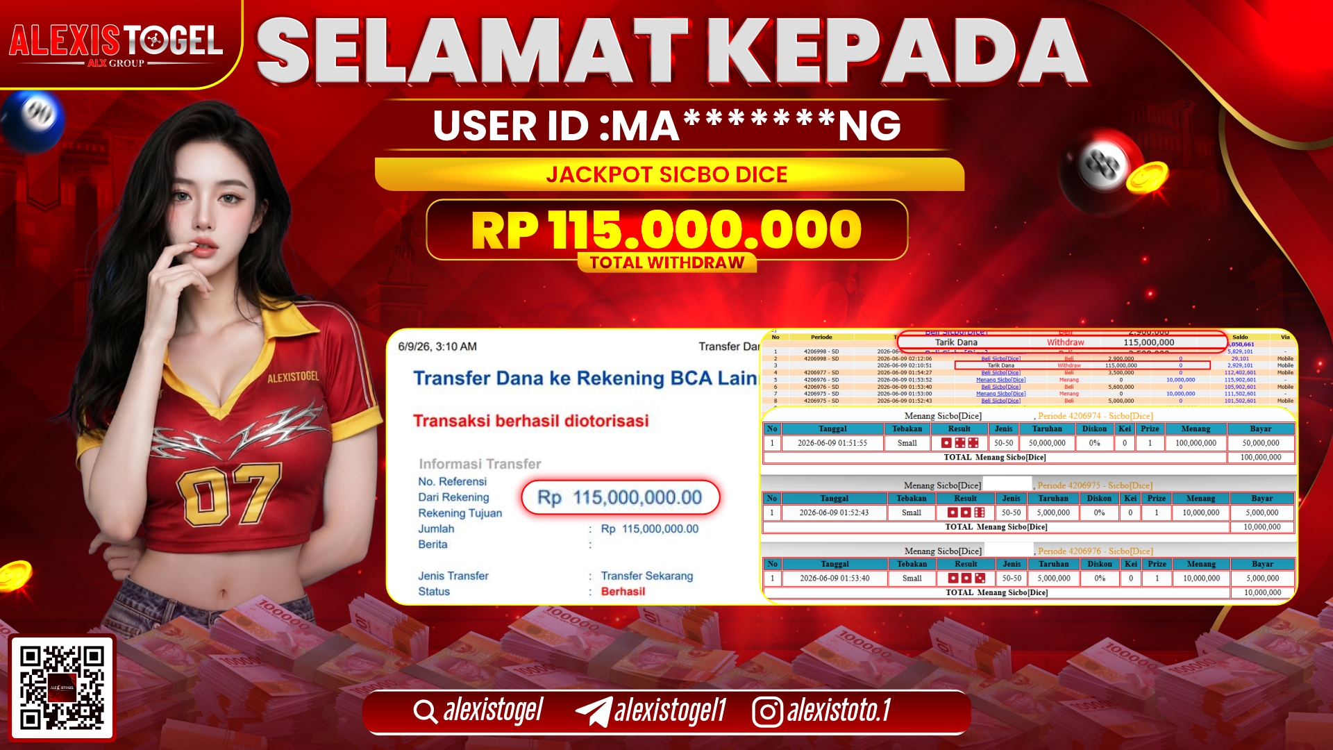 ALEXISTOGEL JACKPOT DI SICBO DICE RP.115.000.000,- LUNAS