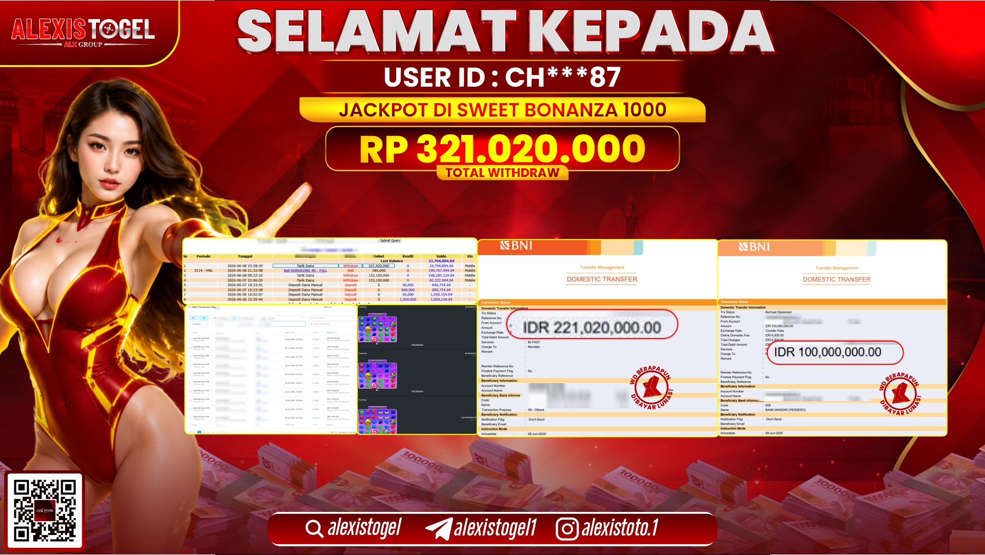 ALEXISTOGEL JACKPOT DI SWEET BONANZA 1000 RP.321.020.000,- LUNAS