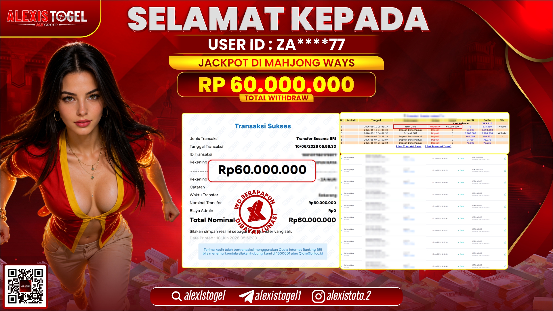 ALEXISTOGEL JACKPOT DI MAHJONG WAYS RP.60.000.000,- LUNAS