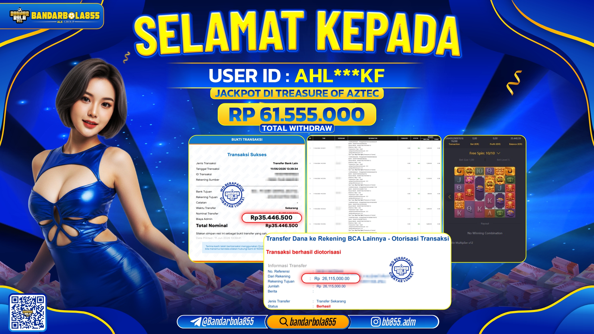 JACKPOT BANDARBOLA855 DI TREASURE OF AZTEC Rp61.555.000, - LUNAS🎖