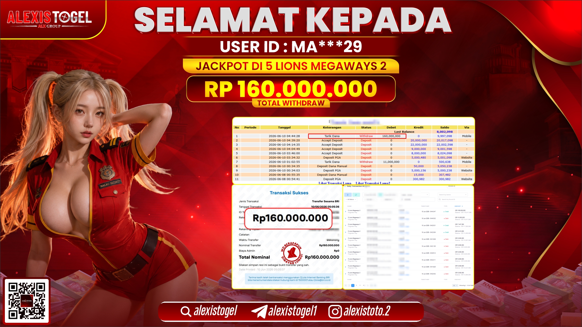 ALEXISTOGEL JACKPOT DI 5 LIONS MEGAWAYS 2 RP.160.000.000,- LUNAS