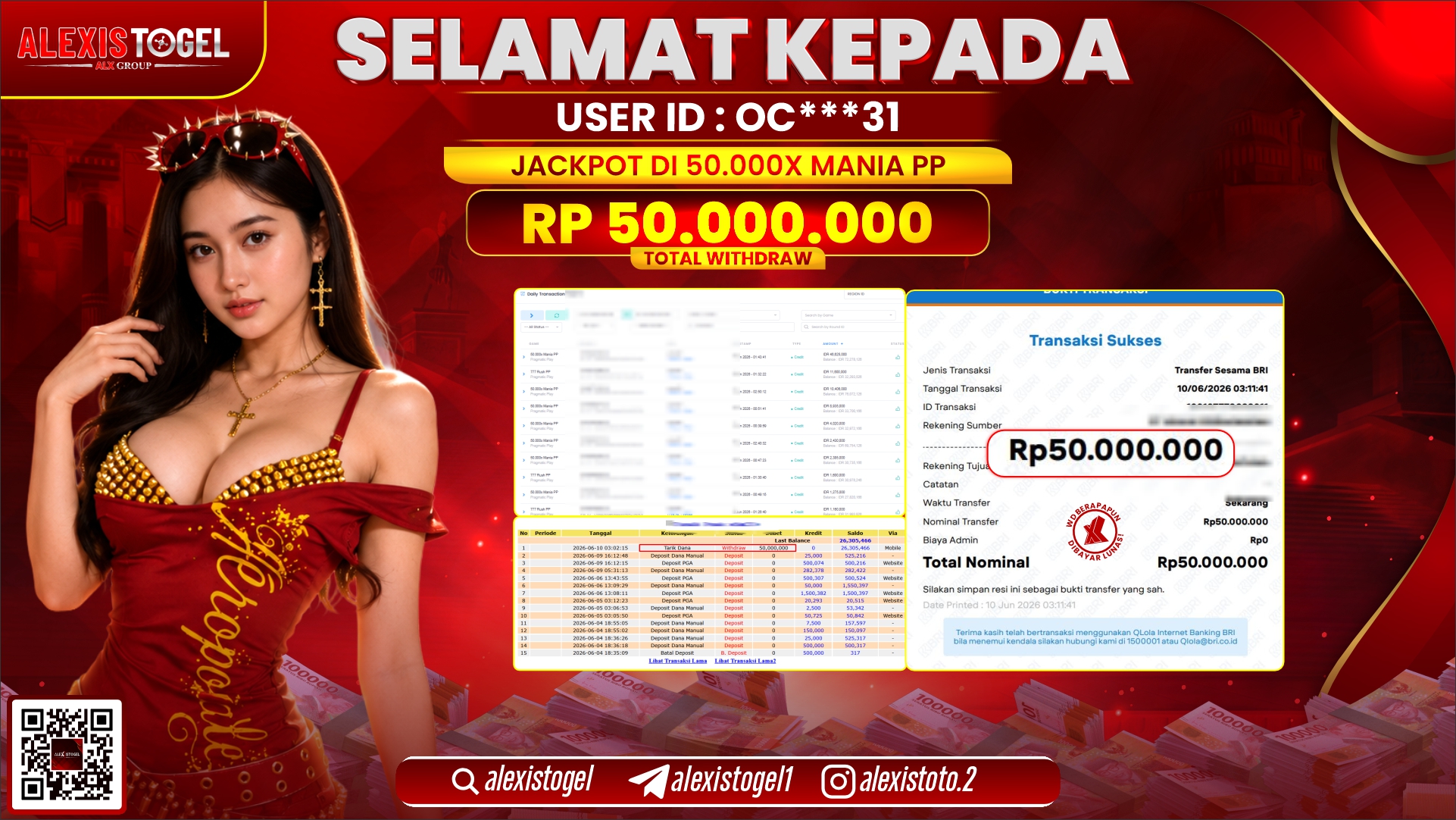 ALEXISTOGEL JACKPOT DI 50.000X MANIA RP.50.000.000,- LUNAS