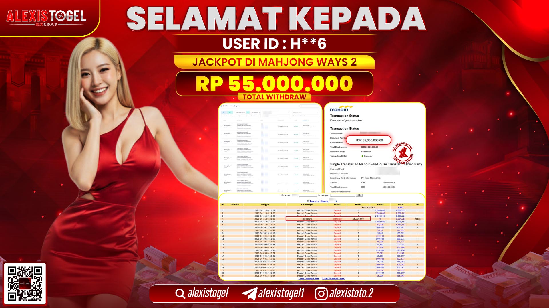 ALEXISTOGEL JACKPOT DI MAHJONG WAYS 2 RP.55.000.000,- LUNAS