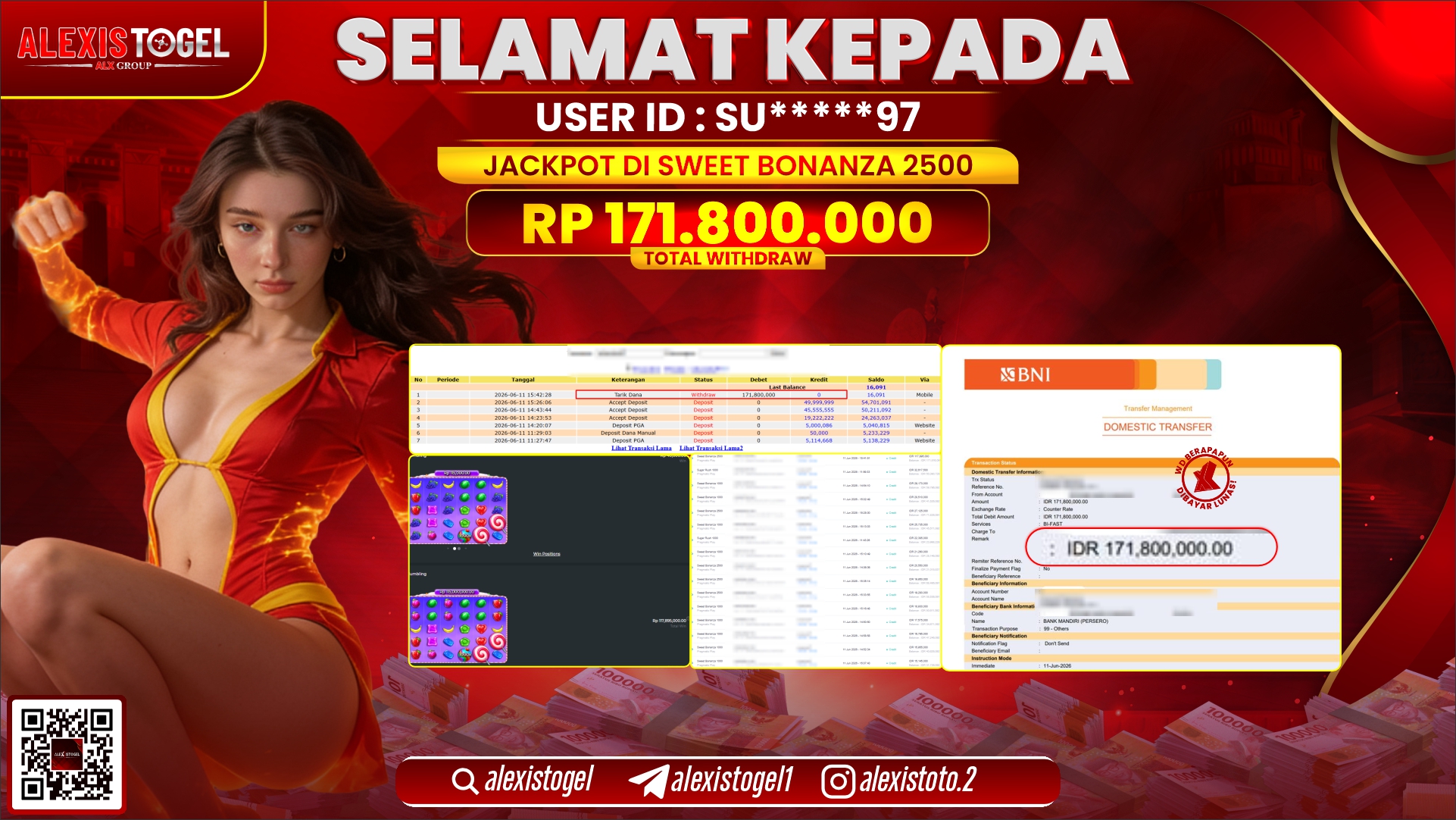 ALEXISTOGEL JACKPOT DI SWEET BONANZA 2500 RP.171.800.000,- LUNAS
