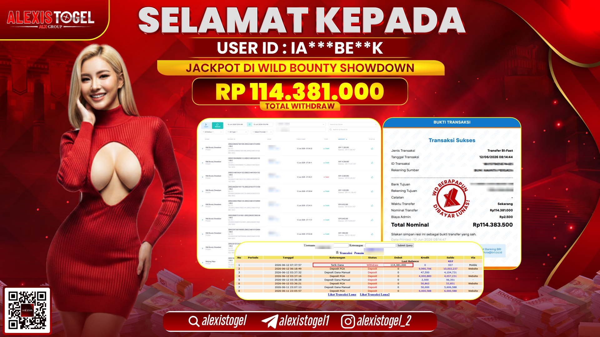 ALEXISTOGEL JACKPOT DI WILD BOUNTY SHOWDOWN RP.114.381.000,- LUNAS