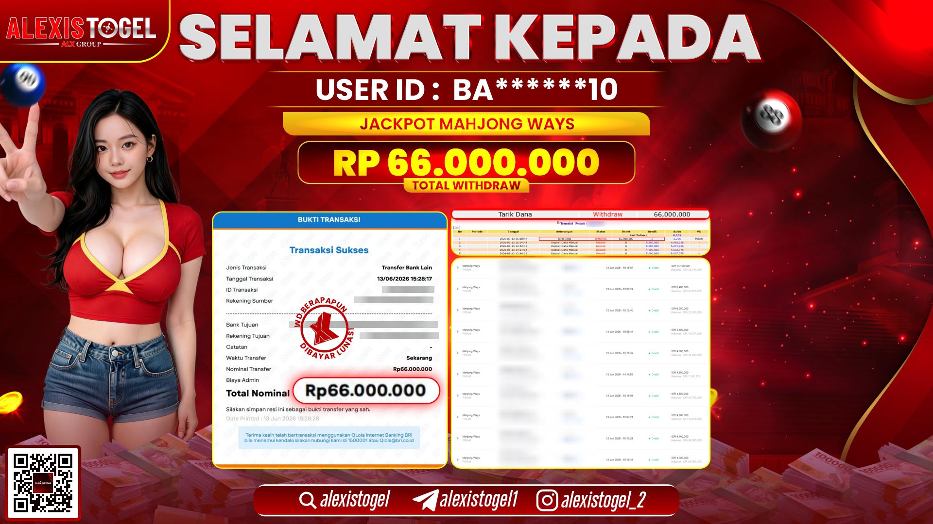 ALEXISTOGEL JACKPOT DI MAHJONG WAYS RP.66.000.000,- LUNAS