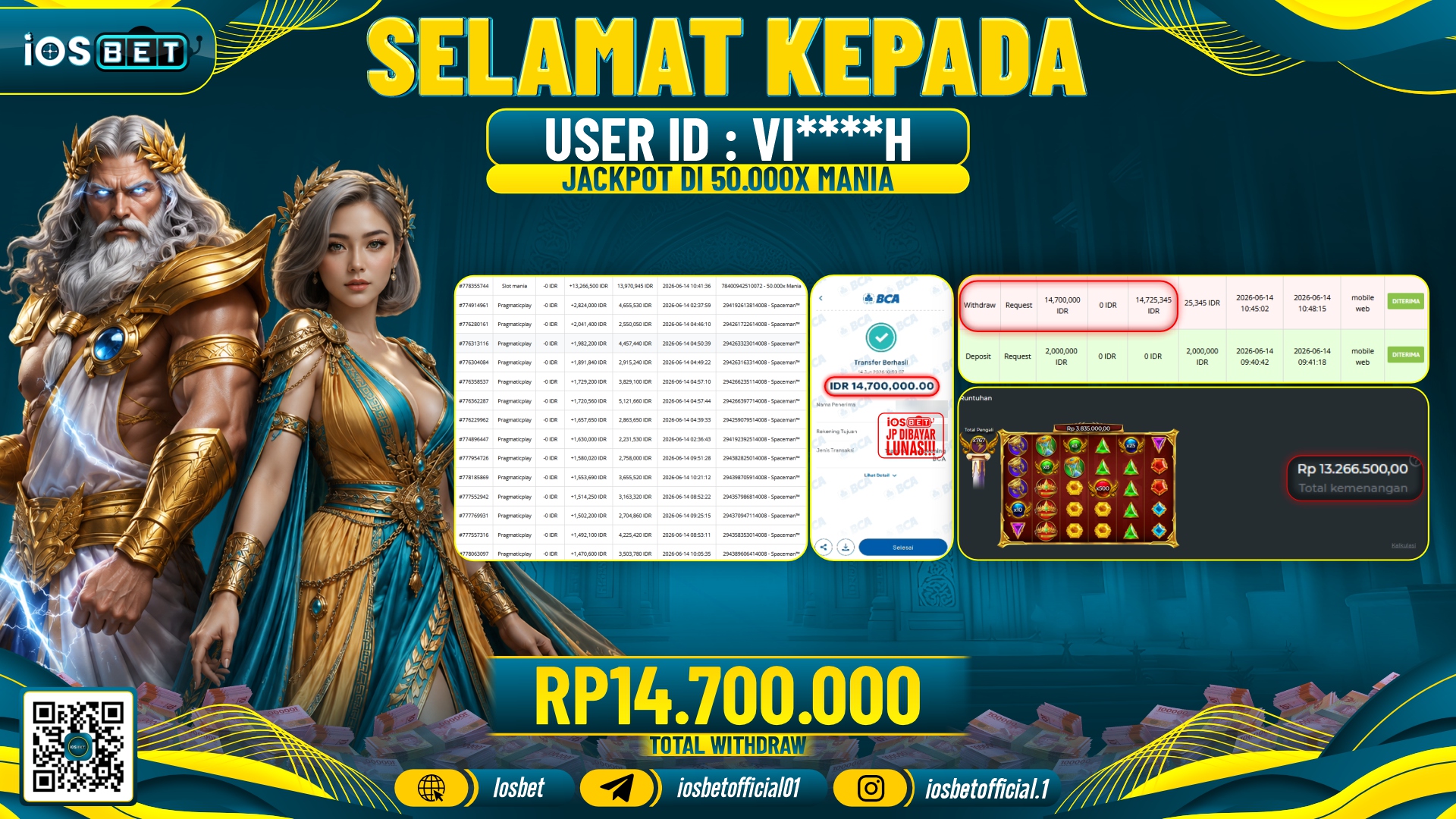 Bukti Pembayaran LUNAS LIVE GAME GACOR Rp.14.700.000,-