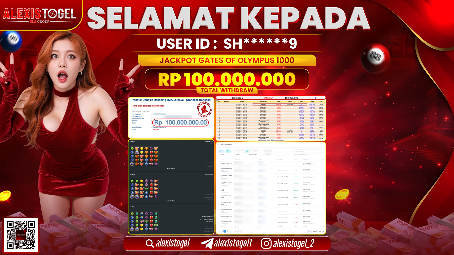 ALEXISTOGEL JACKPOT DI GATES OF OLYMPUS 1000 RP.100.000.000,- LUNAS