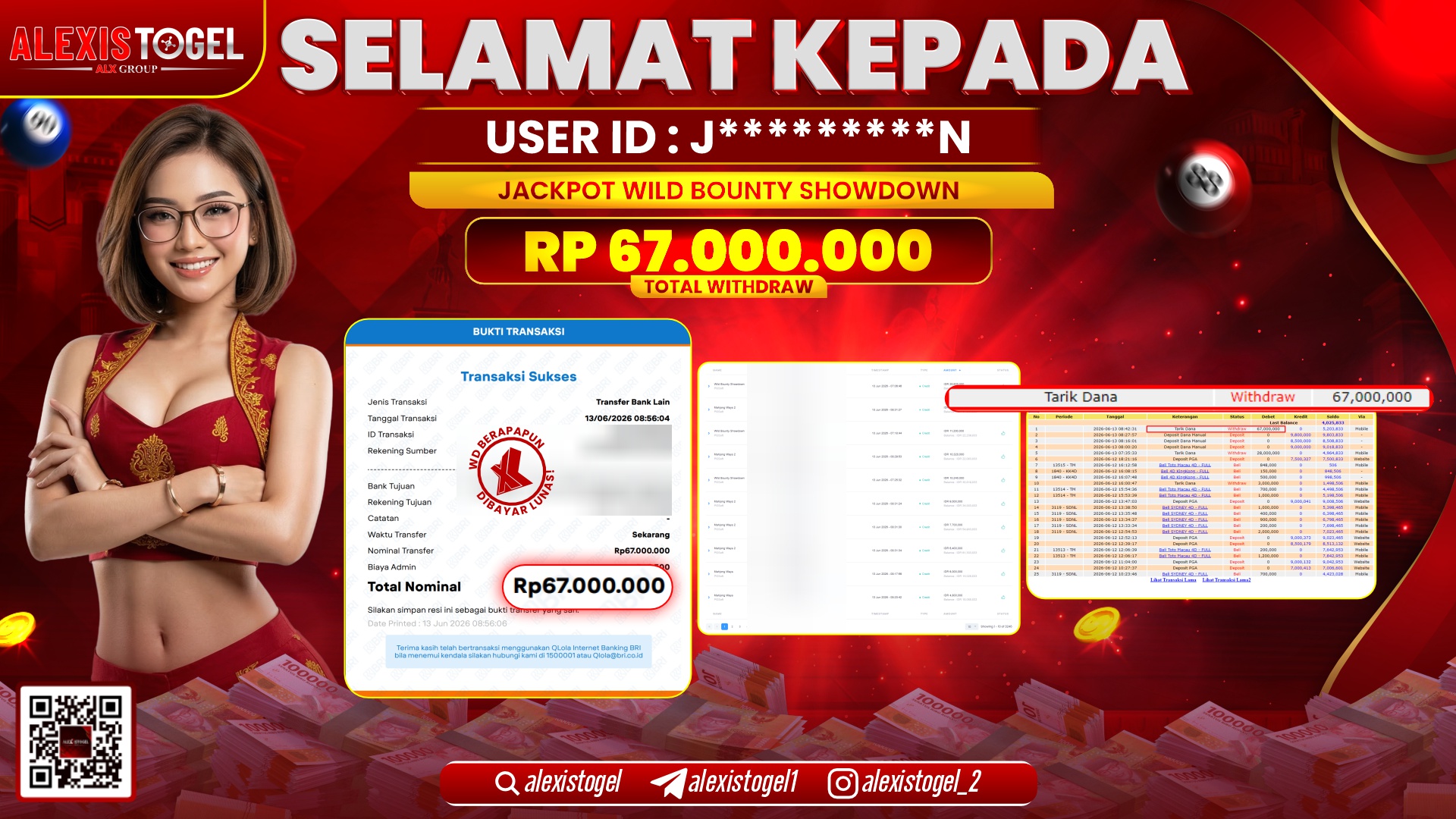 ALEXISTOGEL JACKPOT DI WILD BOUNTY SHOWDOWN RP.67.000.000,- LUNAS
