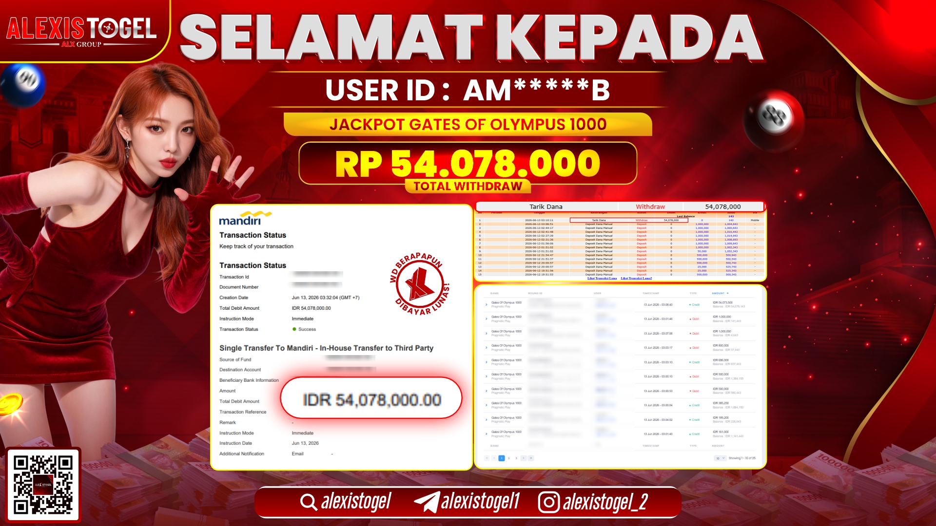 ALEXISTOGEL JACKPOT DI GATES OF OLYMPUS 1000 RP.54.078.000,- LUNAS