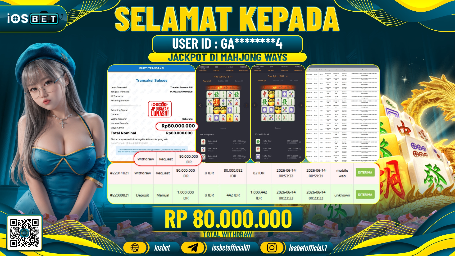 Bukti Pembayaran LUNAS SLOT GAME GACOR Rp.80.000.000,-