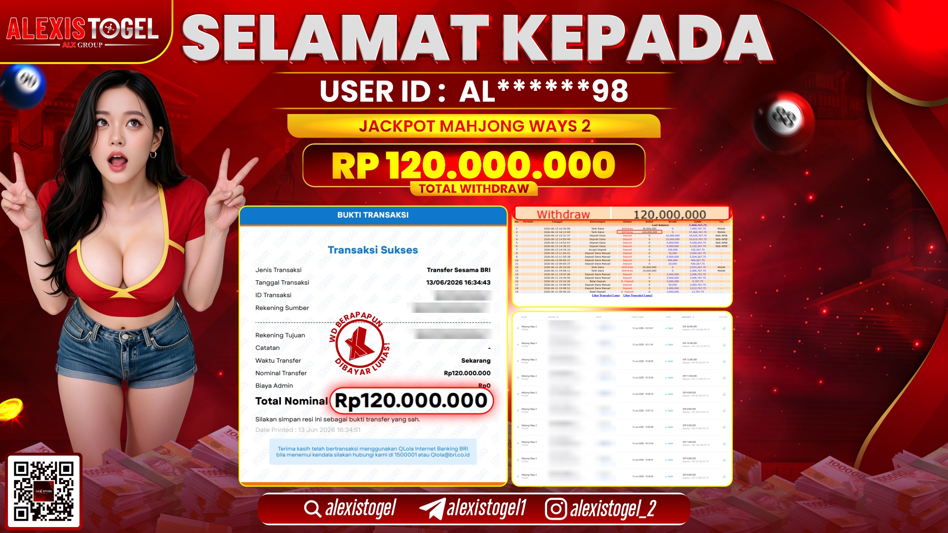 ALEXISTOGEL JACKPOT DI MAHJONG WAYS 2 RP.120.000.000,- LUNAS