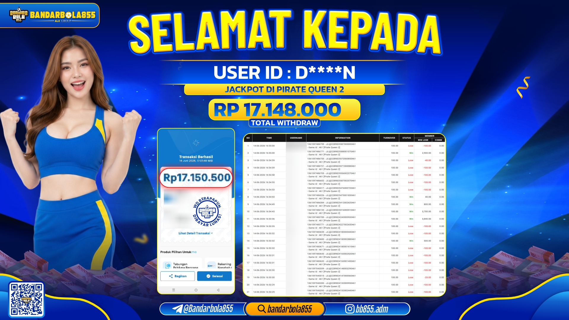 JACKPOT BANDARBOLA855 DI PIRATE QUEEN 2 Rp17.148.000, - LUNAS🎖