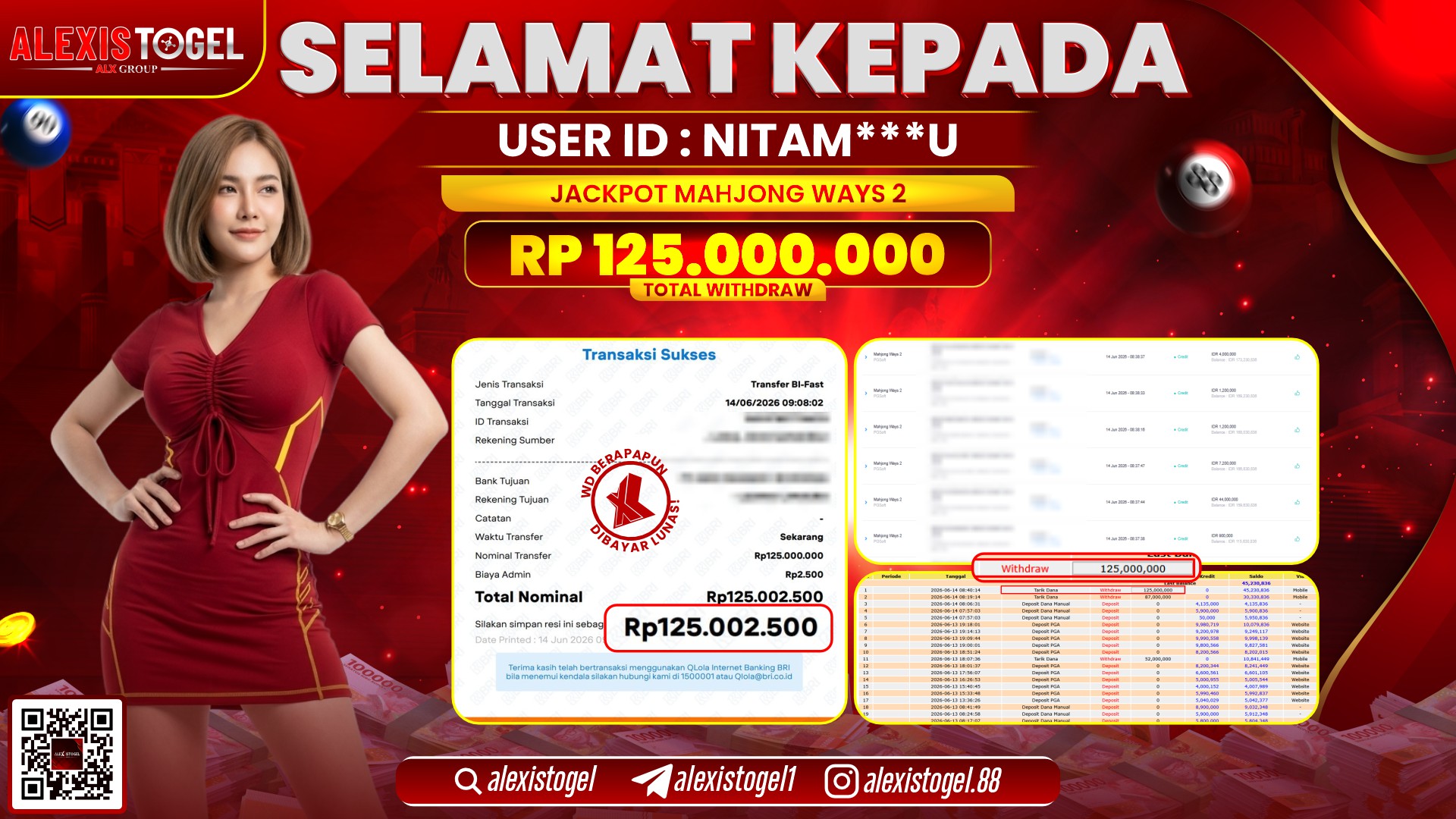 ALEXISTOGEL JACKPOT DI MAHJONG WAYS 2 RP.125.000.000,- LUNAS