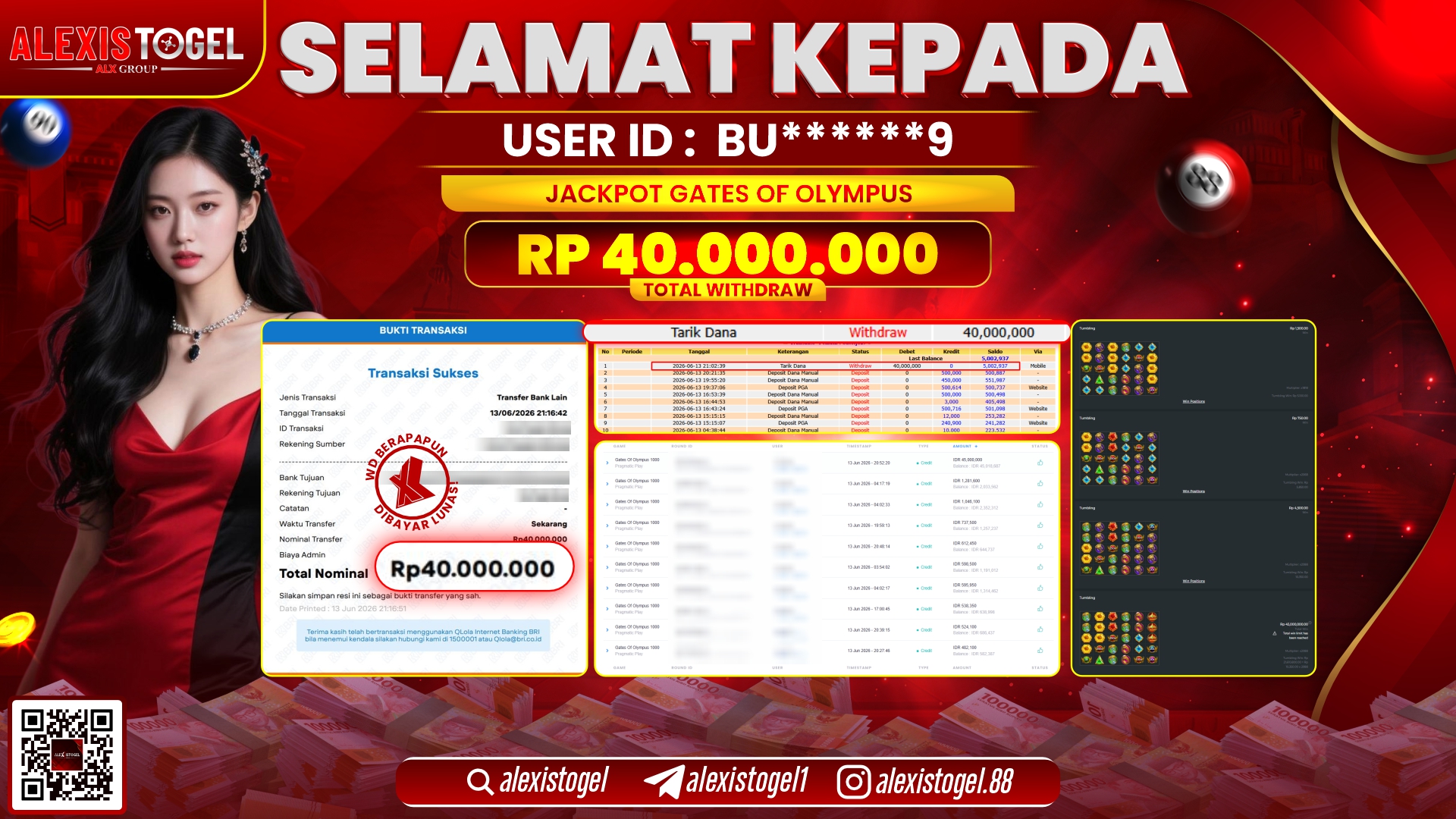 ALEXISTOGEL JACKPOT DI GATES OF OLYMPUS RP.40.000.000,- LUNAS