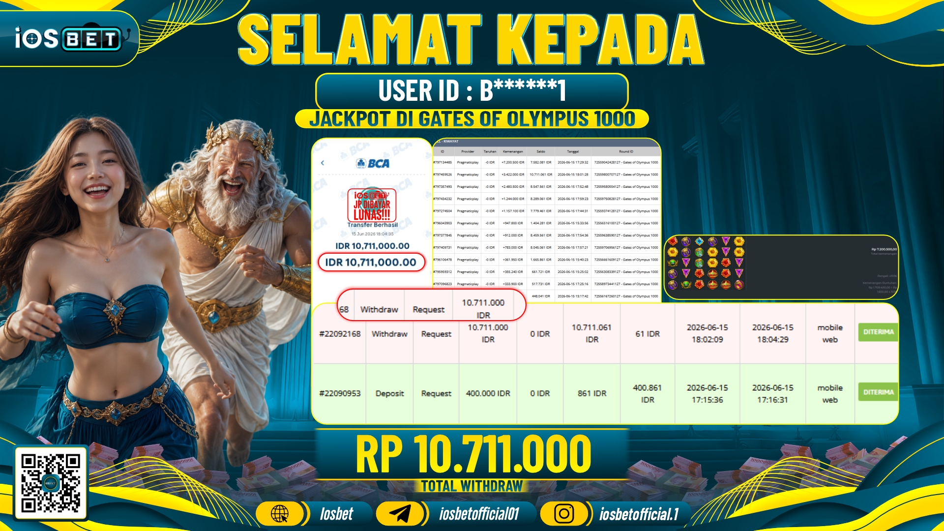 Bukti Pembayaran LUNAS SLOT GAME GACOR Rp.10.711.000,-