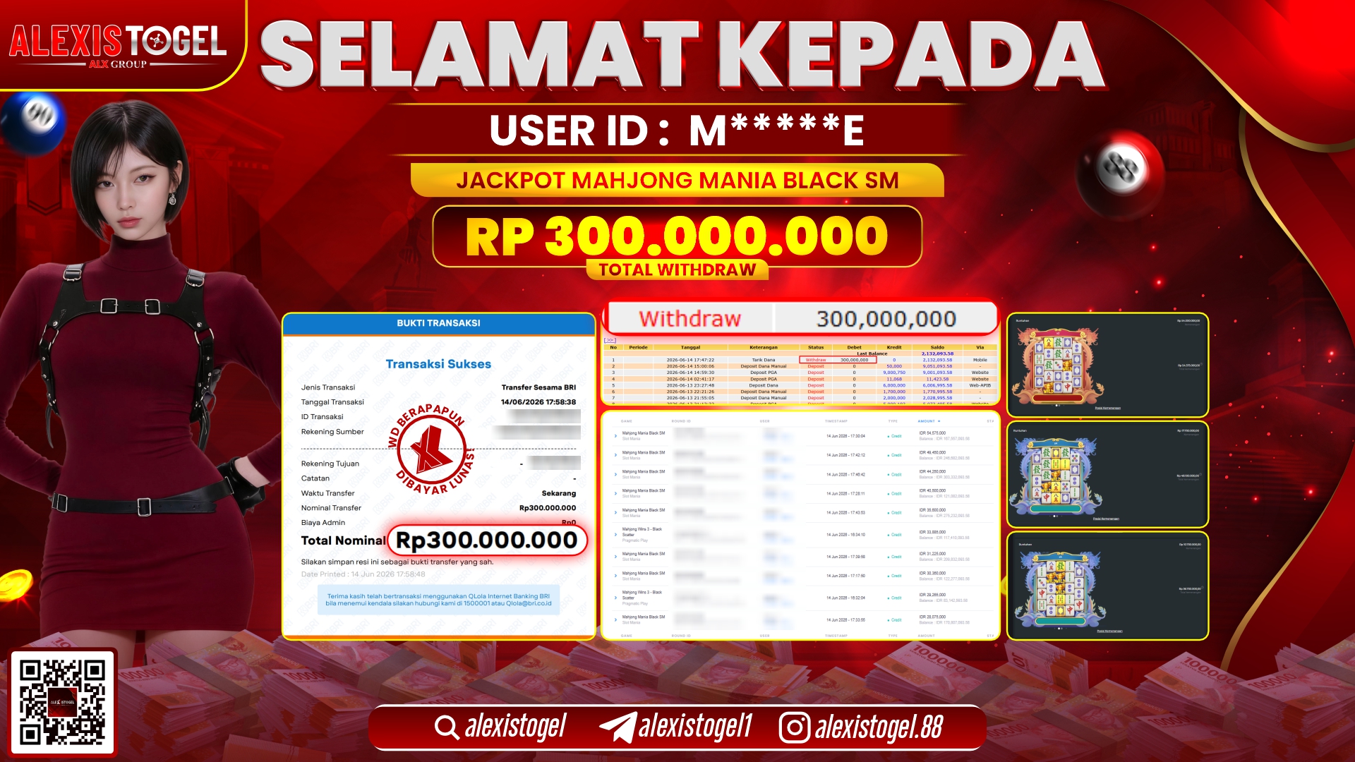 ALEXISTOGEL JACKPOT DI MAHJONG MANIA BLACK SM RP.300.000.000,- LUNAS