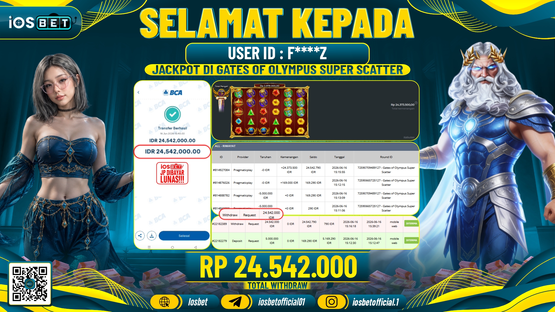 Bukti Pembayaran LUNAS SLOT GAME GACOR Rp.24.542.000,-
