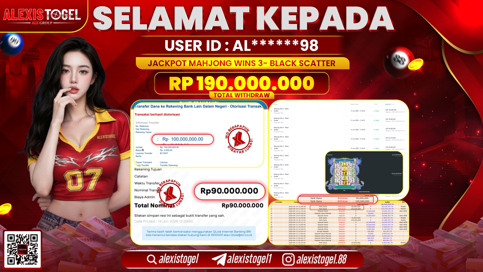 ALEXISTOGEL JACKPOT DI MAHJONG WINS 3-BLACK SCATTER RP.190.000.000,- LUNAS