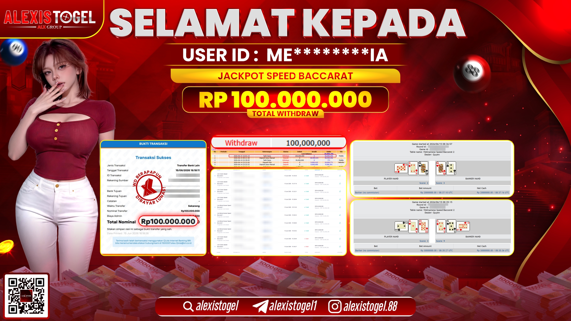 ALEXISTOGEL JACKPOT DI SPEED BACCARAT RP.100.000.000,- LUNAS