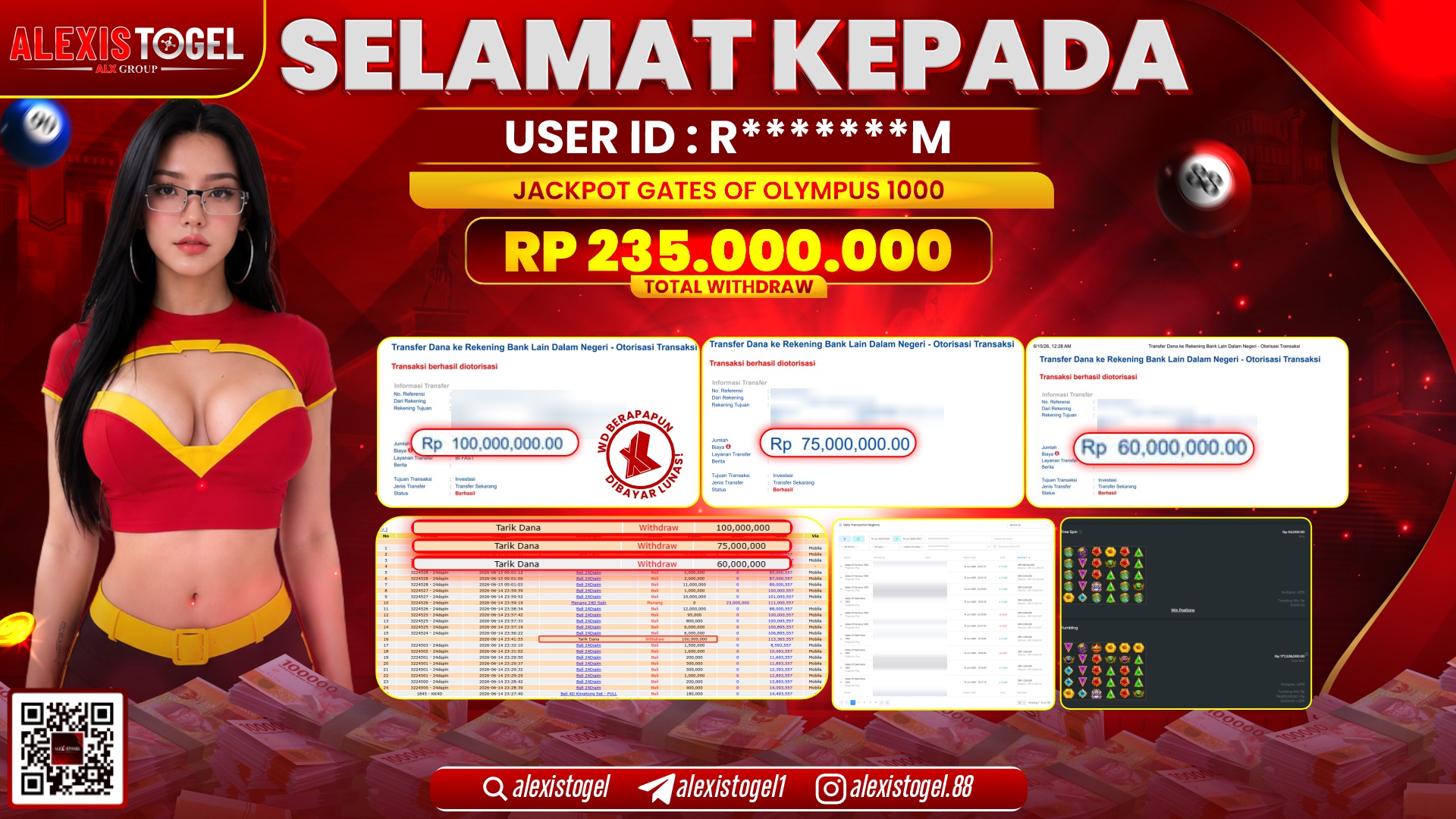 ALEXISTOGEL JACKPOT DI GATES OF OLYMPUS 1000 RP.235.000.000,- LUNAS