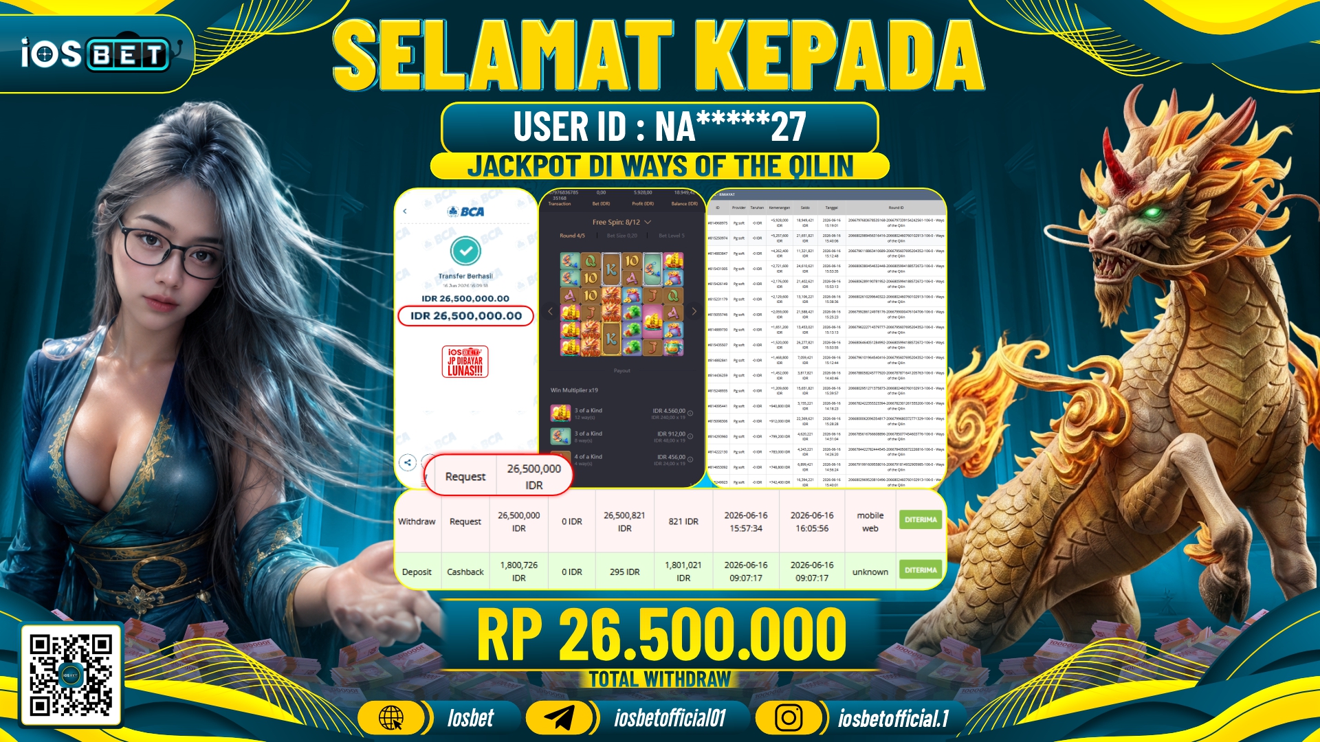 Bukti Pembayaran LUNAS SLOT GAME GACOR Rp.26.500.000,-