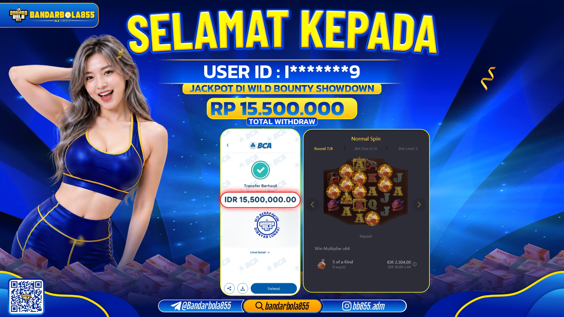 JACKPOT BANDARBOLA855 DI WILD BOUNTY SHOWDOWN Rp15.500.000, - LUNAS🎖