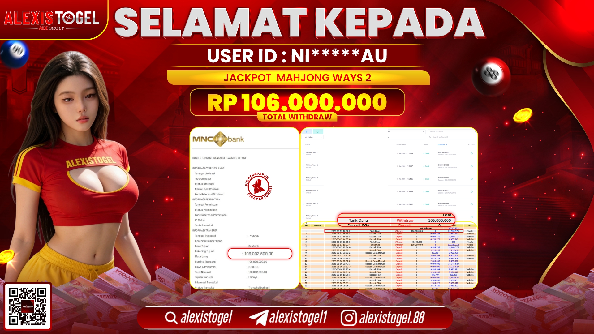 ALEXISTOGEL JACKPOT DI MAHJONG WAYS 2 RP.106.000.000,- LUNAS