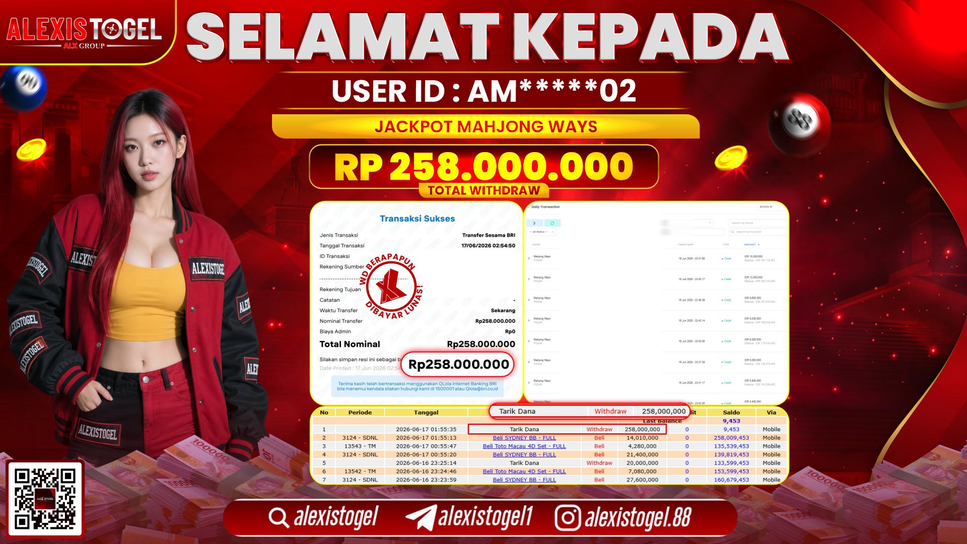 ALEXISTOGEL JACKPOT DI MAHJONG WAYS RP.258.000.000,- LUNAS