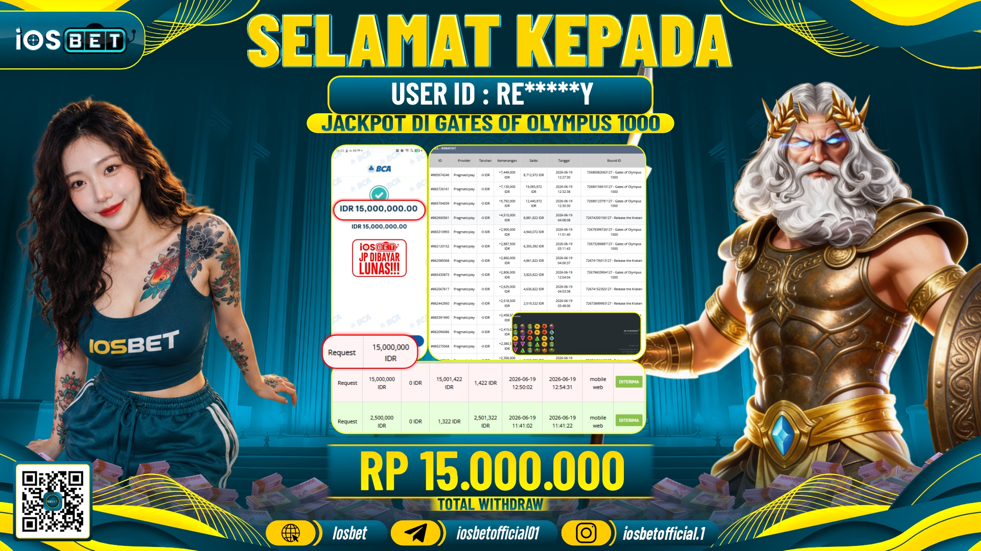 Bukti Pembayaran LUNAS SLOT GAME GACOR Rp.15.000.000,-