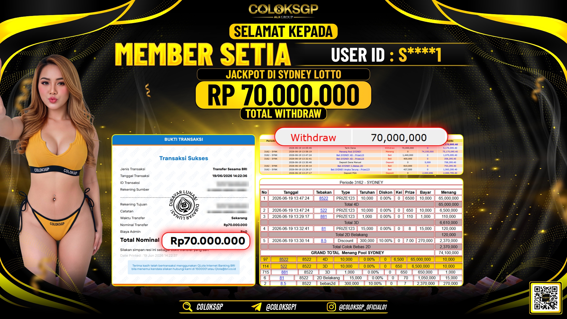 COLOKSGP JACKPOT POLLS - SYDNEY RP70.000.000,- LUNAS