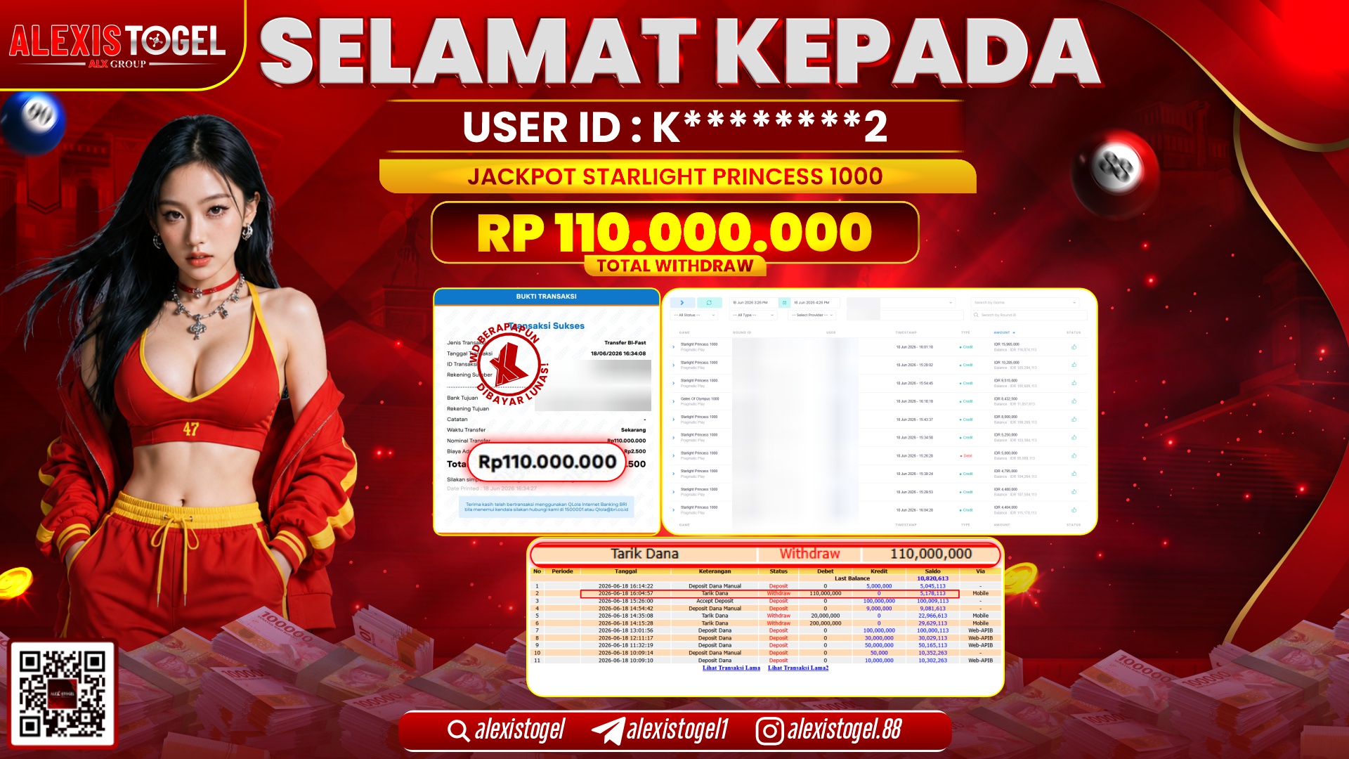ALEXISTOGEL JACKPOT DI STARLIGHT PRINCESS 1000 RP.110.000.000,- LUNAS
