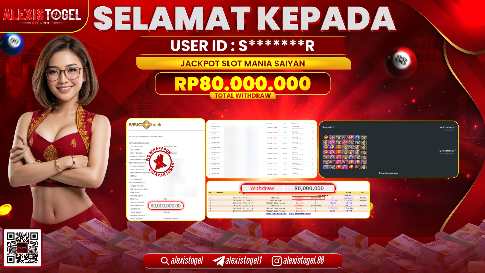 ALEXISTOGEL JACKPOT DI SLOT MANIA SAIYAN RP.80.000.000,- LUNAS
