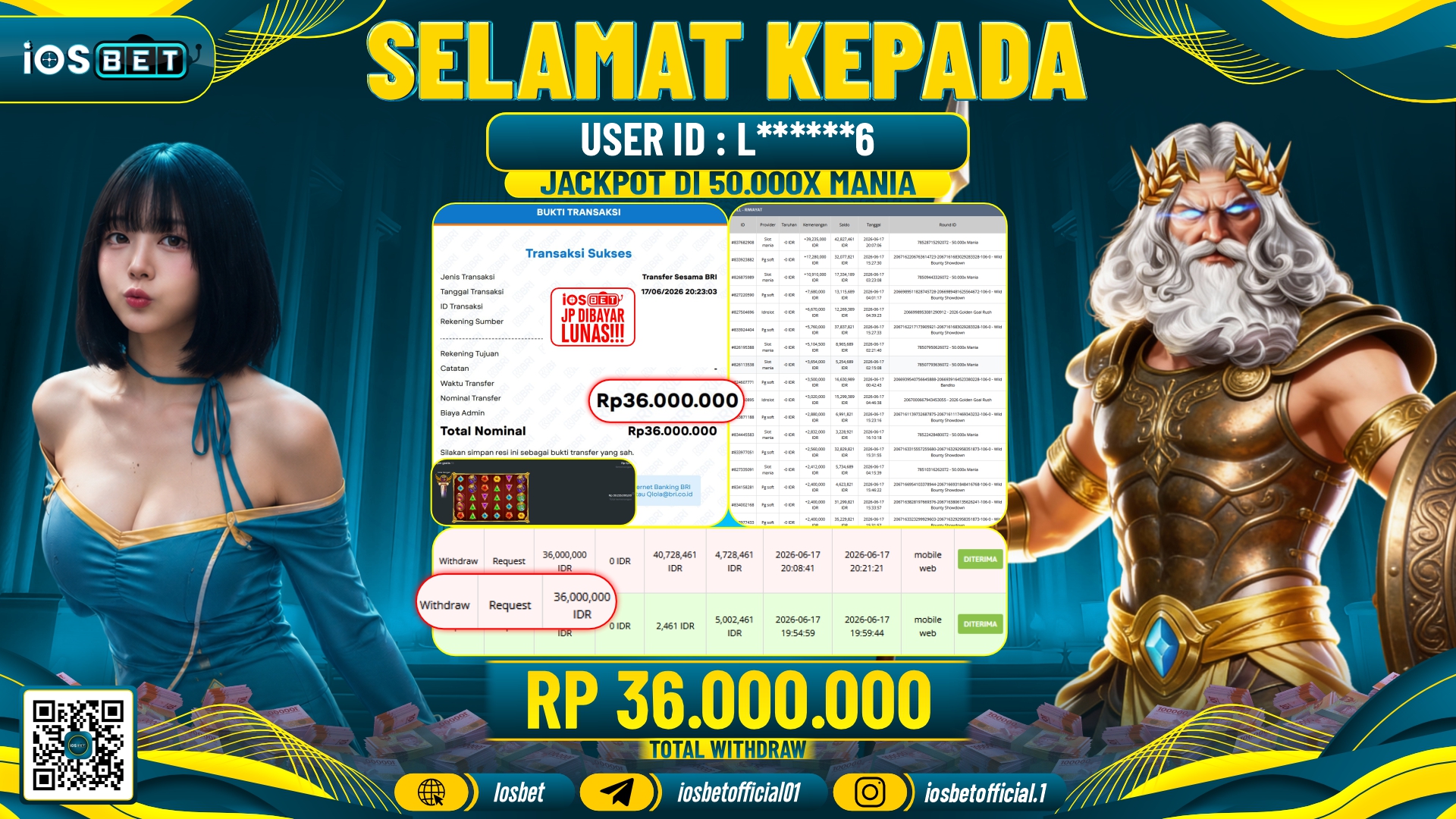 Bukti Pembayaran LUNAS SLOT GAME GACOR Rp.36.000.000,-